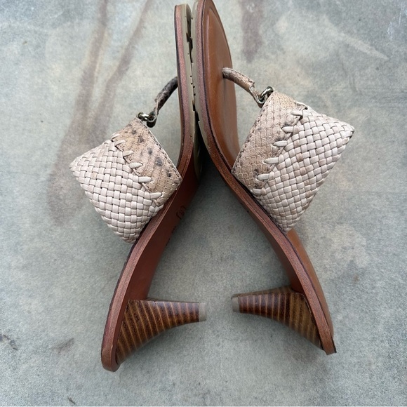Coach Shaw Leather Woven Heeled Slide Snake Print Sandals Size 6.5 NWOB - Picture 5 of 10